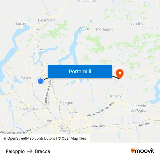 Faloppio to Bracca map