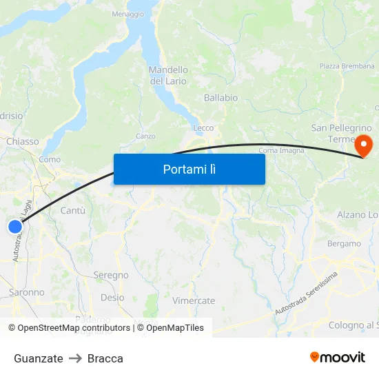 Guanzate to Bracca map