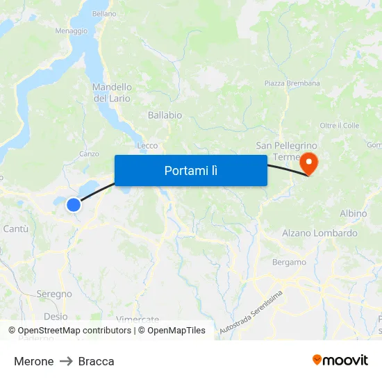 Merone to Bracca map