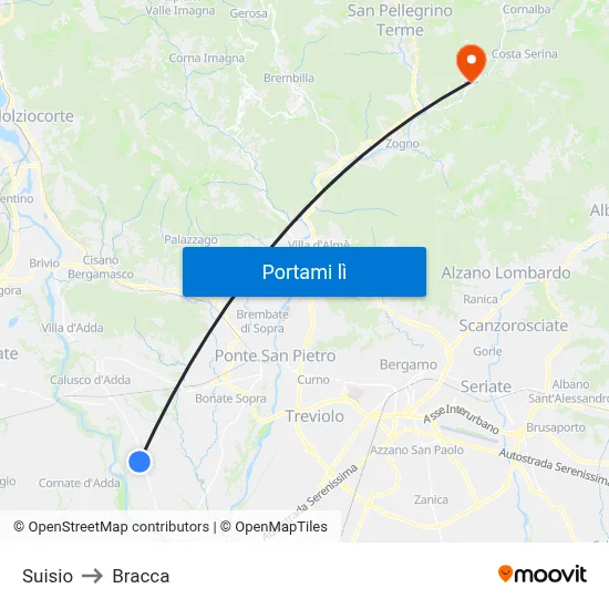 Suisio to Bracca map
