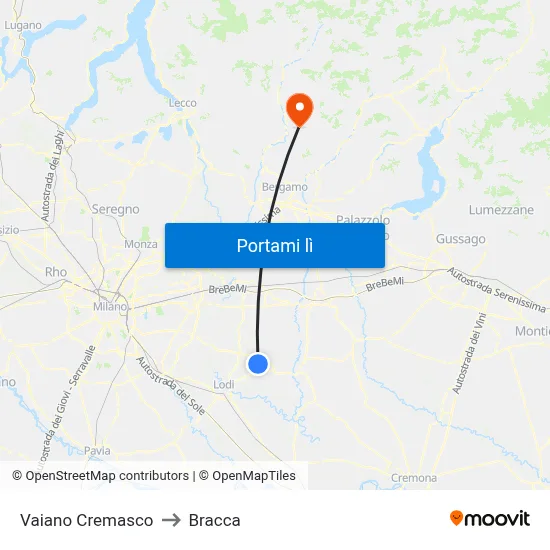 Vaiano Cremasco to Bracca map