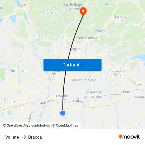 Vailate to Bracca map