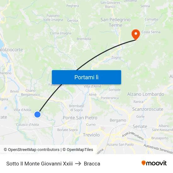 Sotto Il Monte Giovanni Xxiii to Bracca map