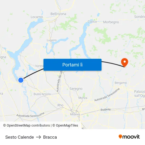 Sesto Calende to Bracca map