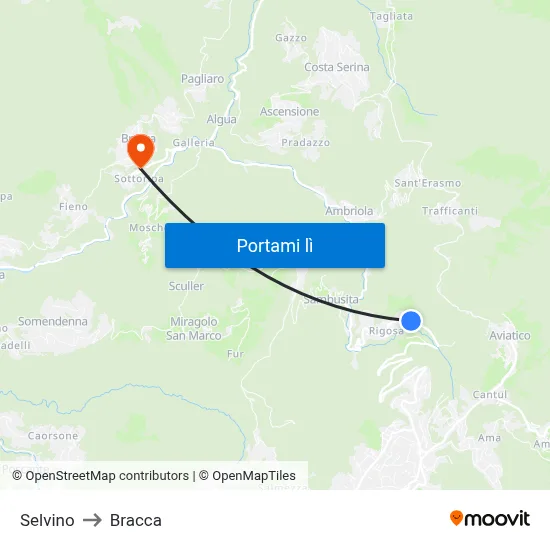 Selvino to Bracca map
