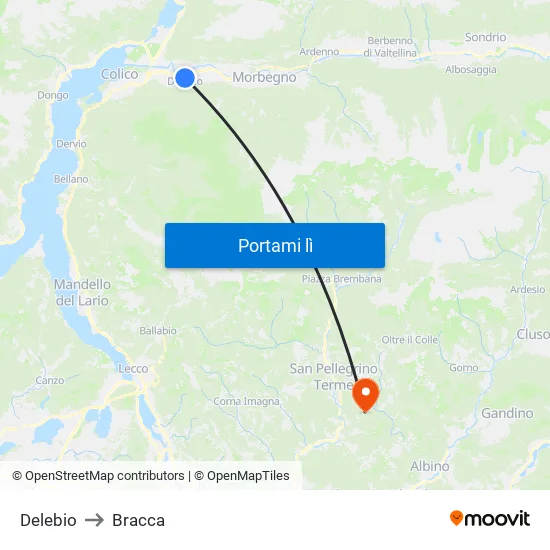 Delebio to Bracca map