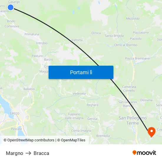 Margno to Bracca map