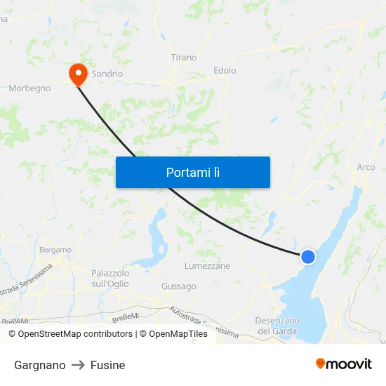 Gargnano to Fusine map
