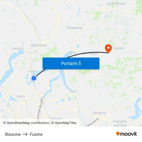 Bissone to Fusine map
