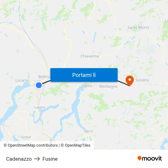 Cadenazzo to Fusine map