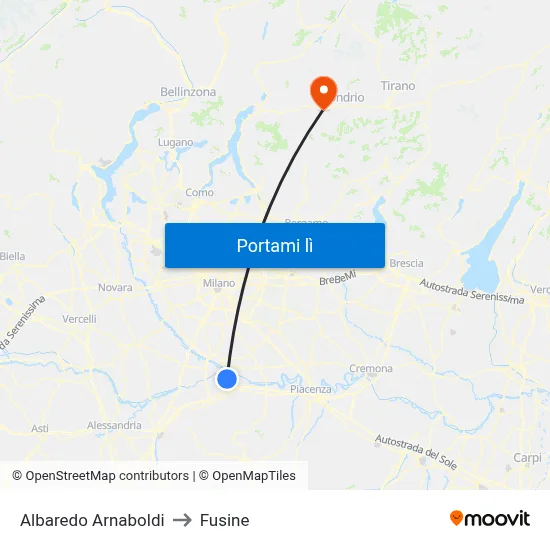 Albaredo Arnaboldi to Fusine map