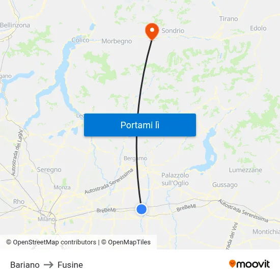 Bariano to Fusine map