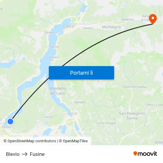 Blevio to Fusine map