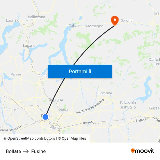 Bollate to Fusine map