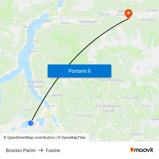 Bosisio Parini to Fusine map