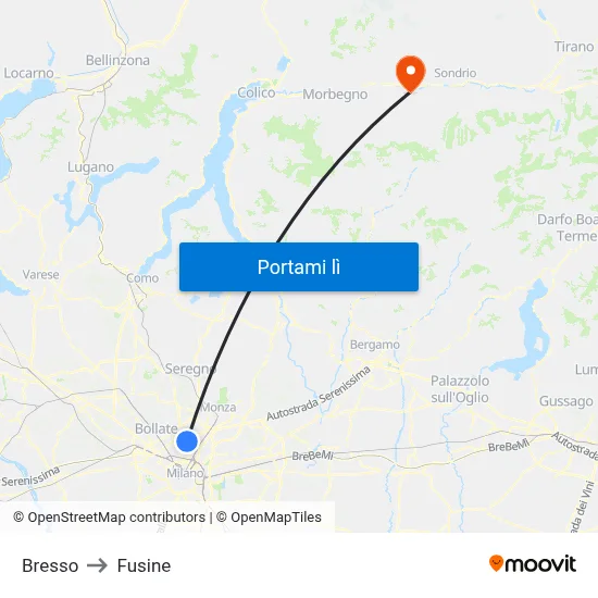 Bresso to Fusine map