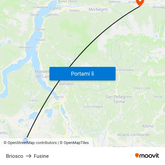 Briosco to Fusine map