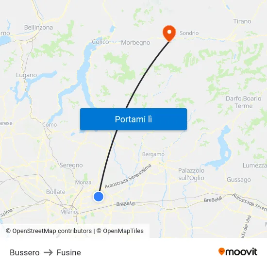 Bussero to Fusine map