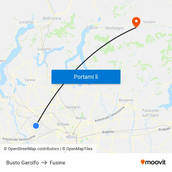 Busto Garolfo to Fusine map