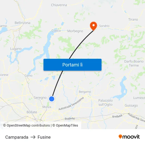 Camparada to Fusine map