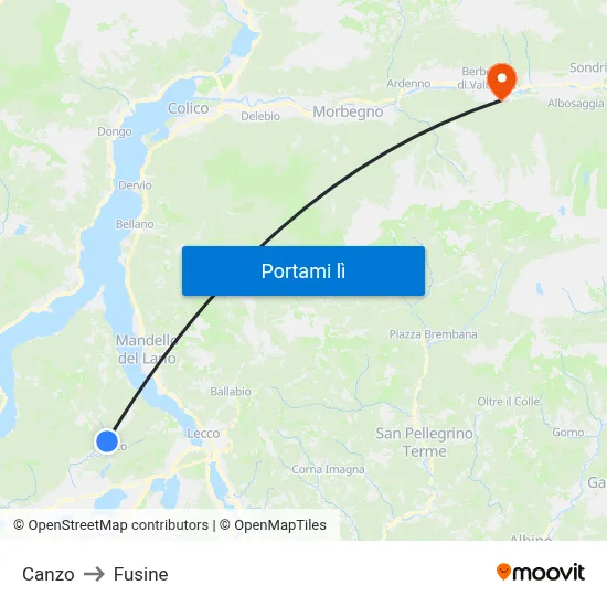 Canzo to Fusine map