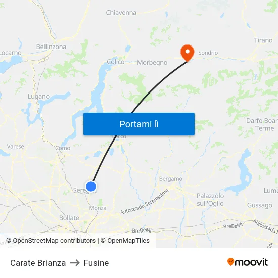 Carate Brianza to Fusine map