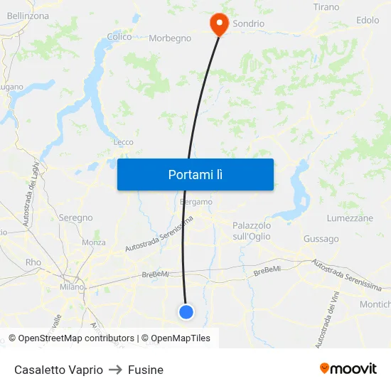 Casaletto Vaprio to Fusine map