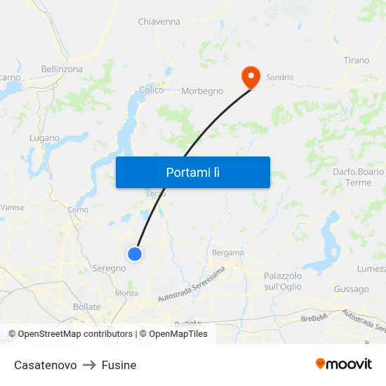 Casatenovo to Fusine map