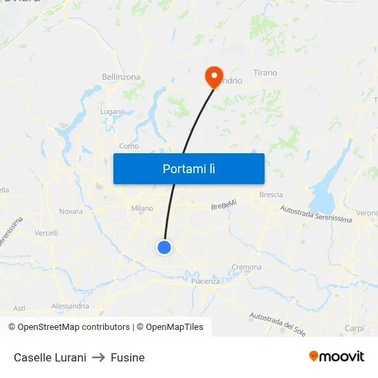 Caselle Lurani to Fusine map