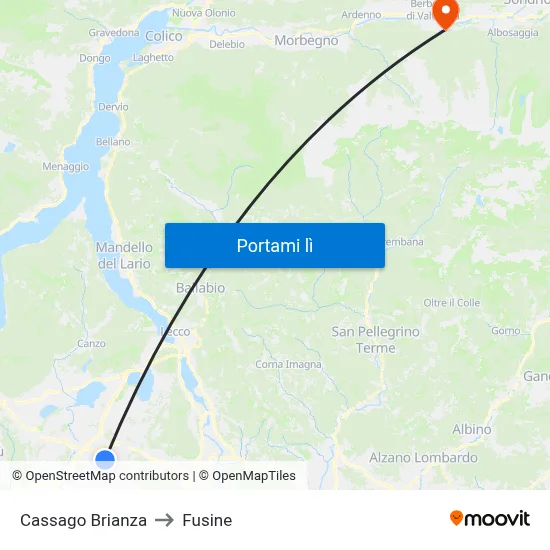 Cassago Brianza to Fusine map