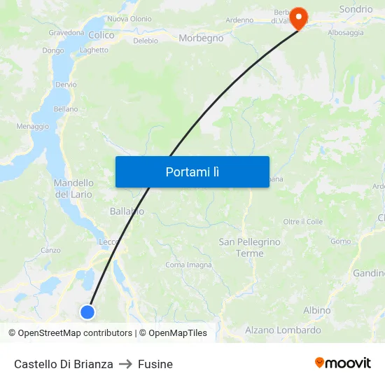 Castello Di Brianza to Fusine map