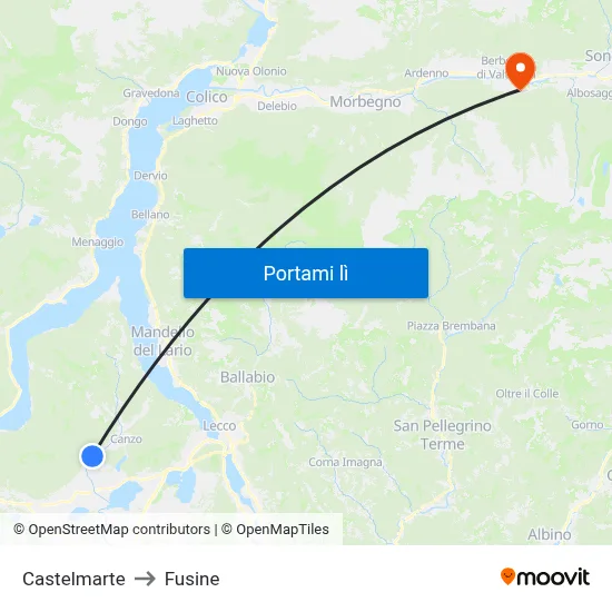 Castelmarte to Fusine map