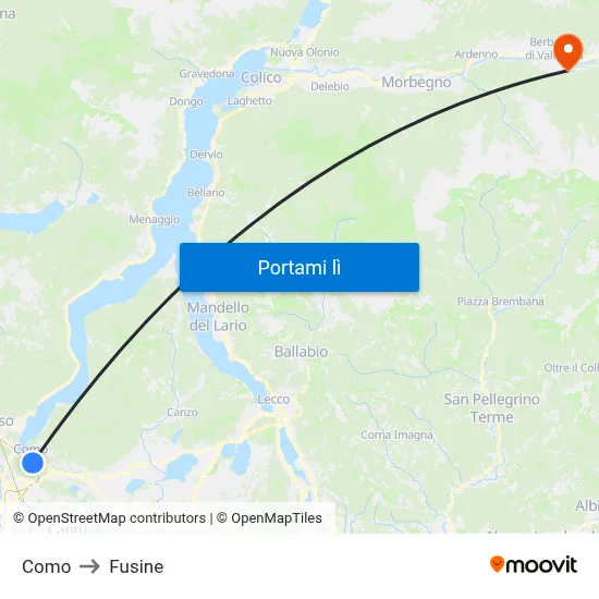 Como to Fusine map