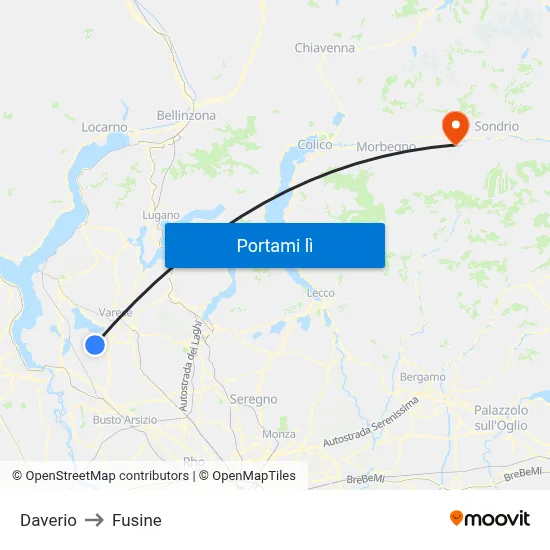 Daverio to Fusine map
