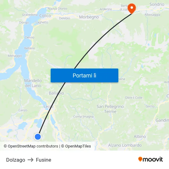 Dolzago to Fusine map