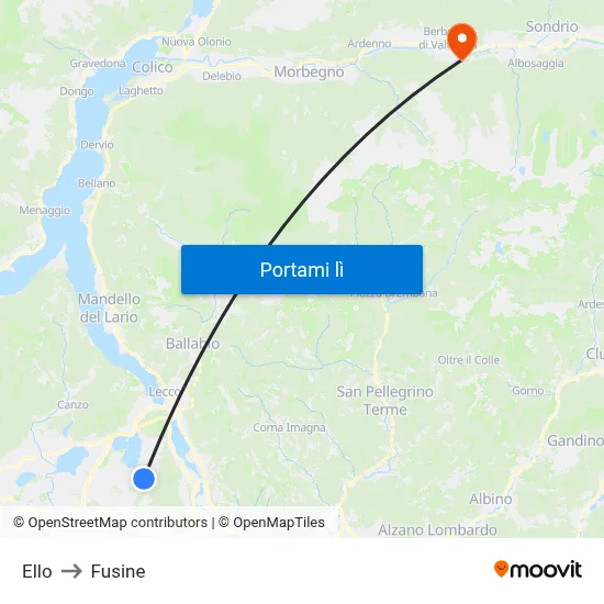 Ello to Fusine map