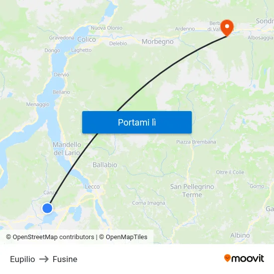 Eupilio to Fusine map