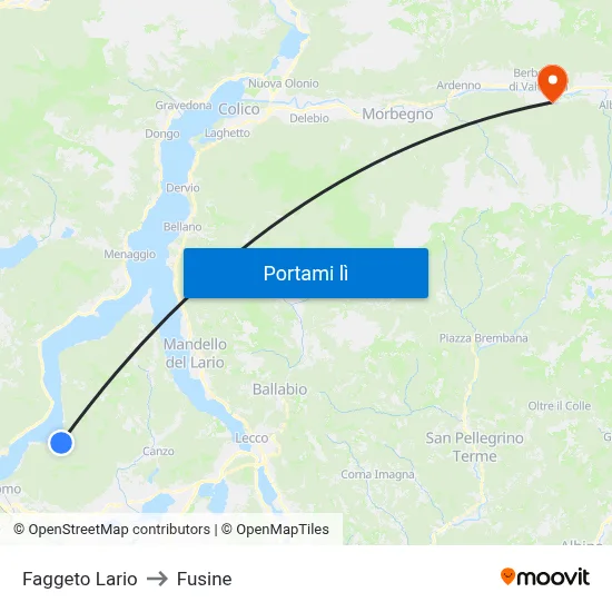 Faggeto Lario to Fusine map
