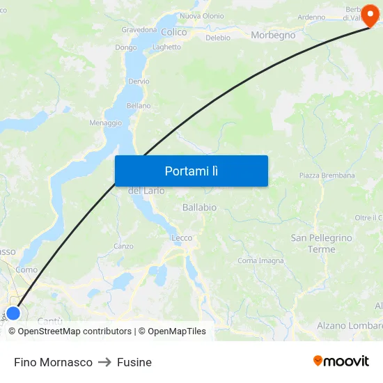 Fino Mornasco to Fusine map