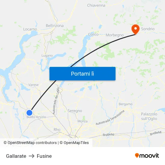 Gallarate to Fusine map