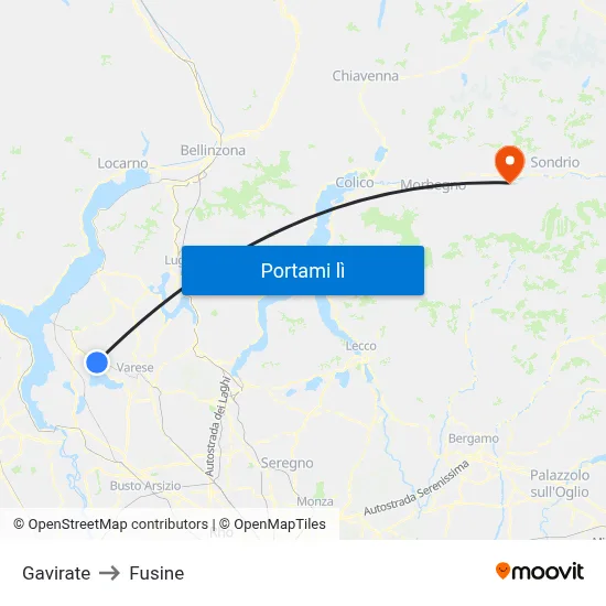 Gavirate to Fusine map