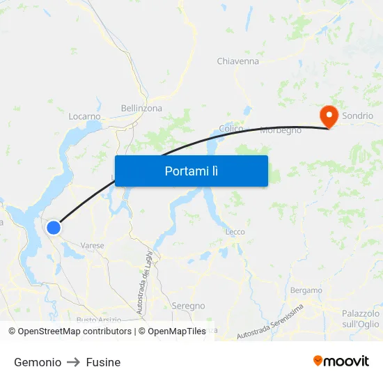 Gemonio to Fusine map