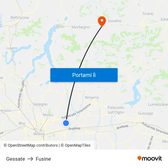 Gessate to Fusine map