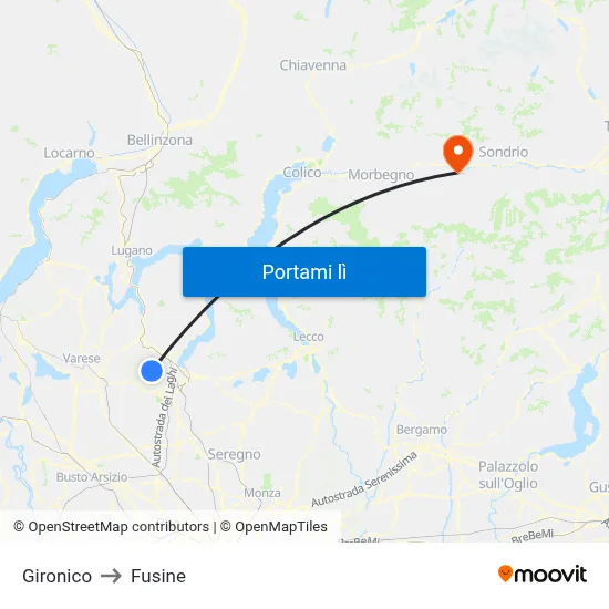 Gironico to Fusine map