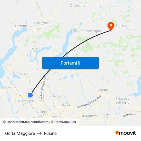 Gorla Maggiore to Fusine map
