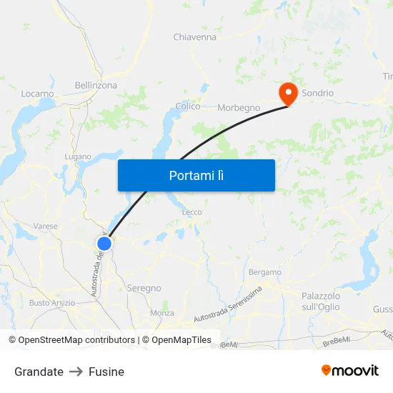 Grandate to Fusine map