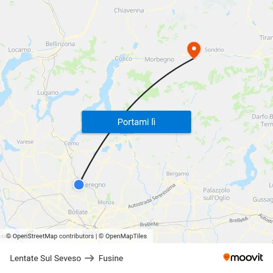 Lentate Sul Seveso to Fusine map