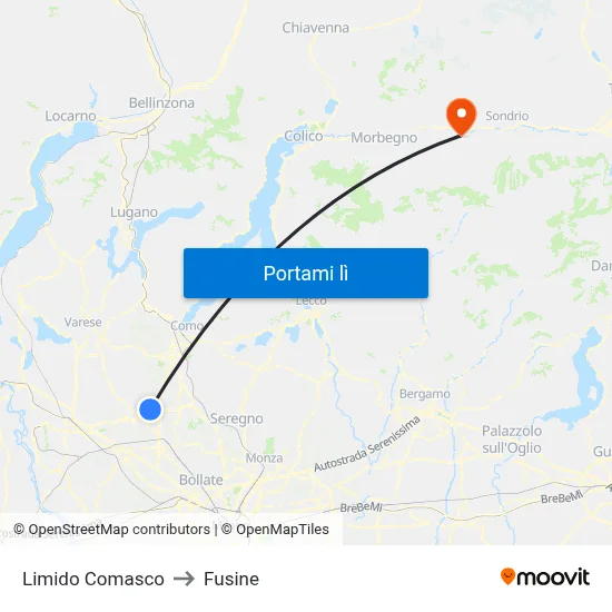 Limido Comasco to Fusine map