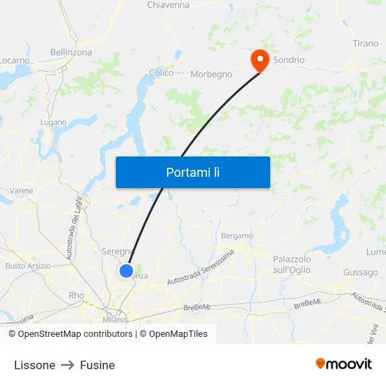 Lissone to Fusine map