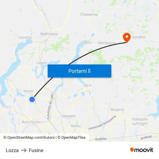 Lozza to Fusine map